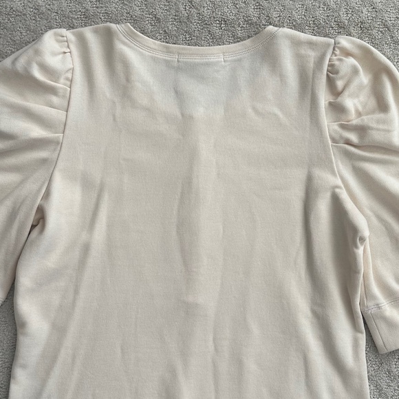 Rebecca Minkoff Janine Puff Sleeve Cotton Henley Top Cream M Casual Feminine - Picture 10 of 13